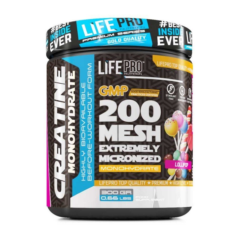 Life Pro Creatine Monohydrate 200mesh 300g Lollipop