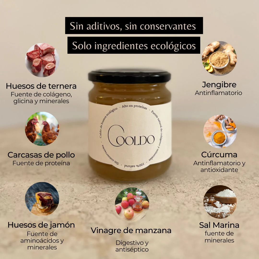 Caldo de huesos ecológico con cúrcuma y jengibre 870ml Cooldo - Imagen 4