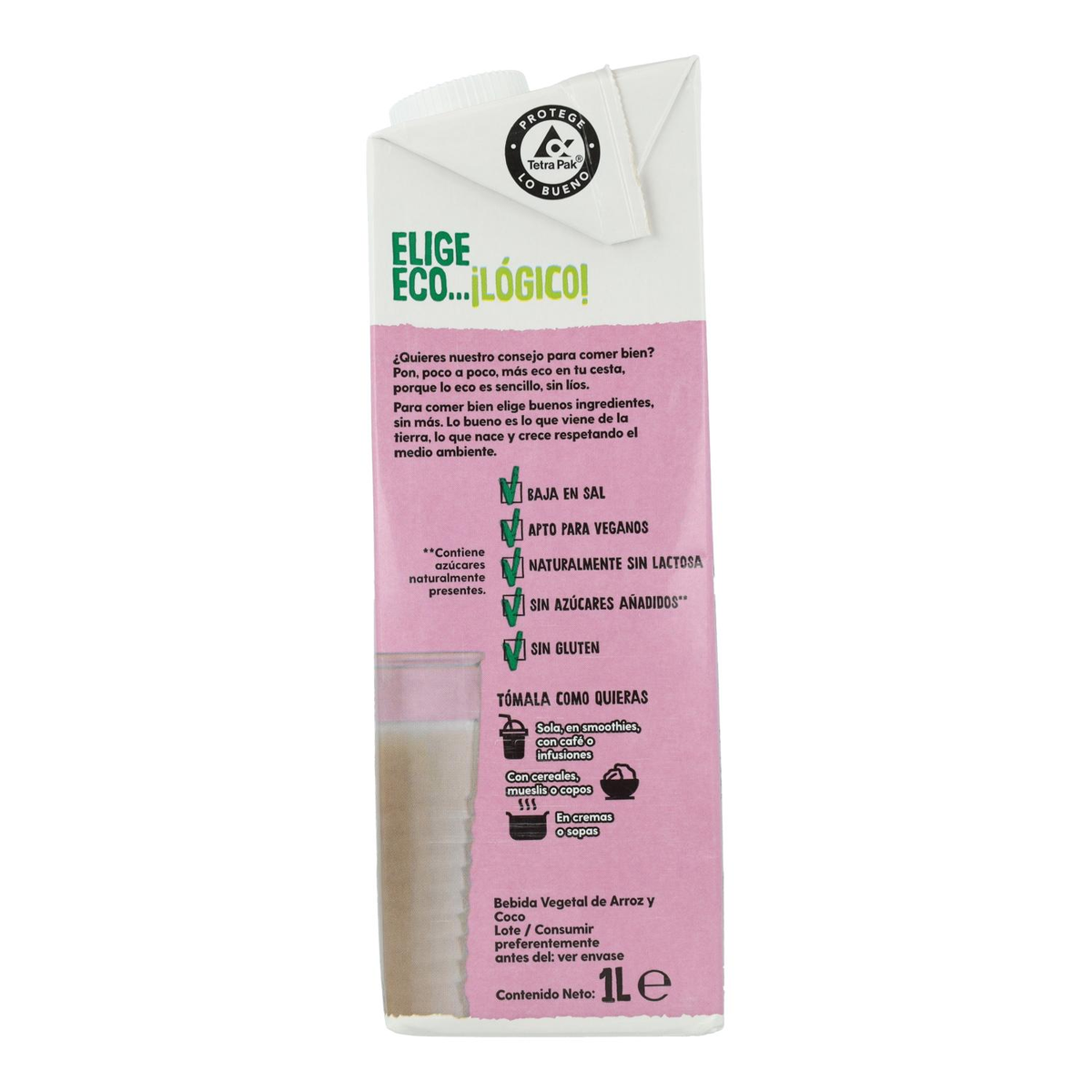 Bebida Vegetal De Arroz y Coco Bio sin azúcar añadido, 1L de Ecocesta - Imagen 4