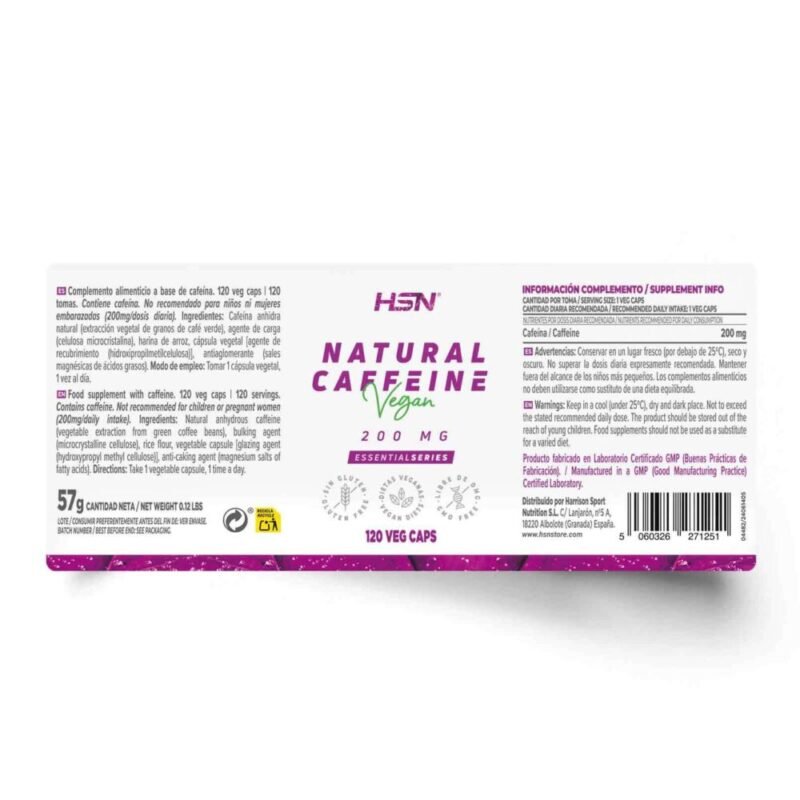 Cafeína 200mg de HSN -120 tabletas de HSN - Imagen 2