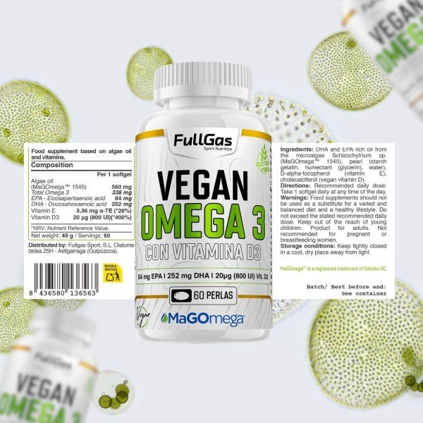 Vegan Omega 3 (MaGOmega® MAG 560mg) - 60 perlas de Fullgas - Imagen 2